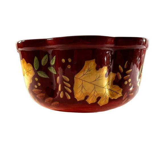 Laurie GatesWare X-Large Autumn Fall Decor Scalloped Edge Punch ServingBowl 13" - Picture 3 of 7